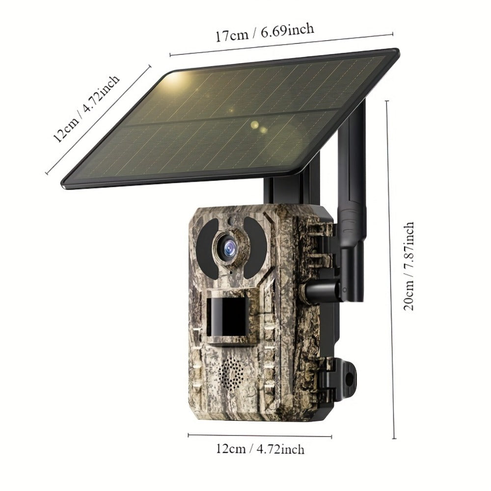 Solar Powered 4G Trail Camera 4K Live View 0.2s Trigger Speed 120° Wide Angle 850nm Night Vision No WiFi Needed Cellular Hunting Wildlife Game Camera with Remote Phone Access