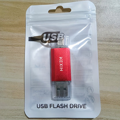 USB Flash Drive KEXIN 2-in-1 USB 2.0 and Type-C Rotating Memory Stick in 32GB, 64GB or 128GB