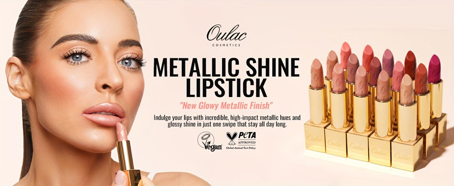 Lipstick Set, Oulac 3-Piece Metallic Finish Collection with Set 4 or Set 5 Color Selections