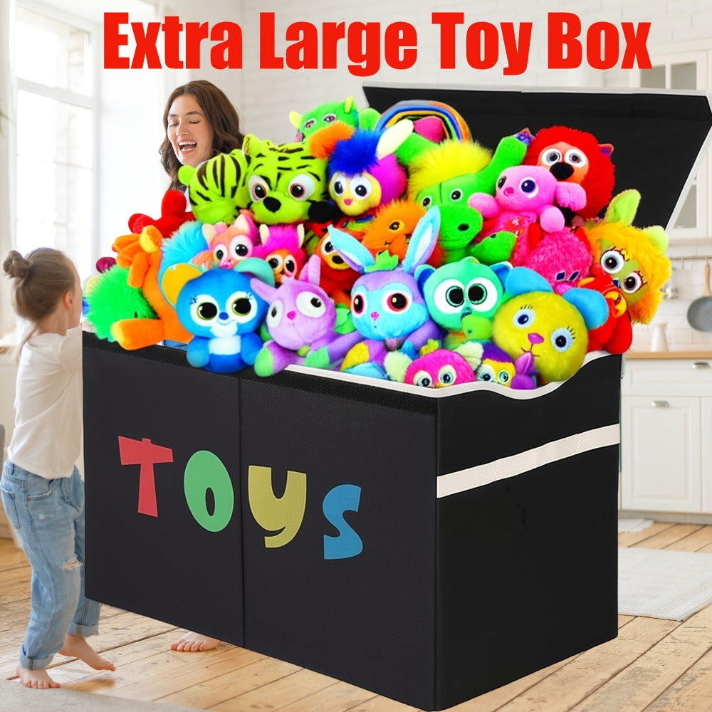 Extra Large Collapsible Kids Storage Chest with Lid – 31.7 Gal Toy Box Organizer Bins for Boys Girls Bedroom Nursery Living Room