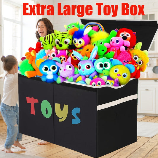 Extra Large Collapsible Kids Storage Chest with Lid – 31.7 Gal Toy Box Organizer Bins for Boys Girls Bedroom Nursery Living Room