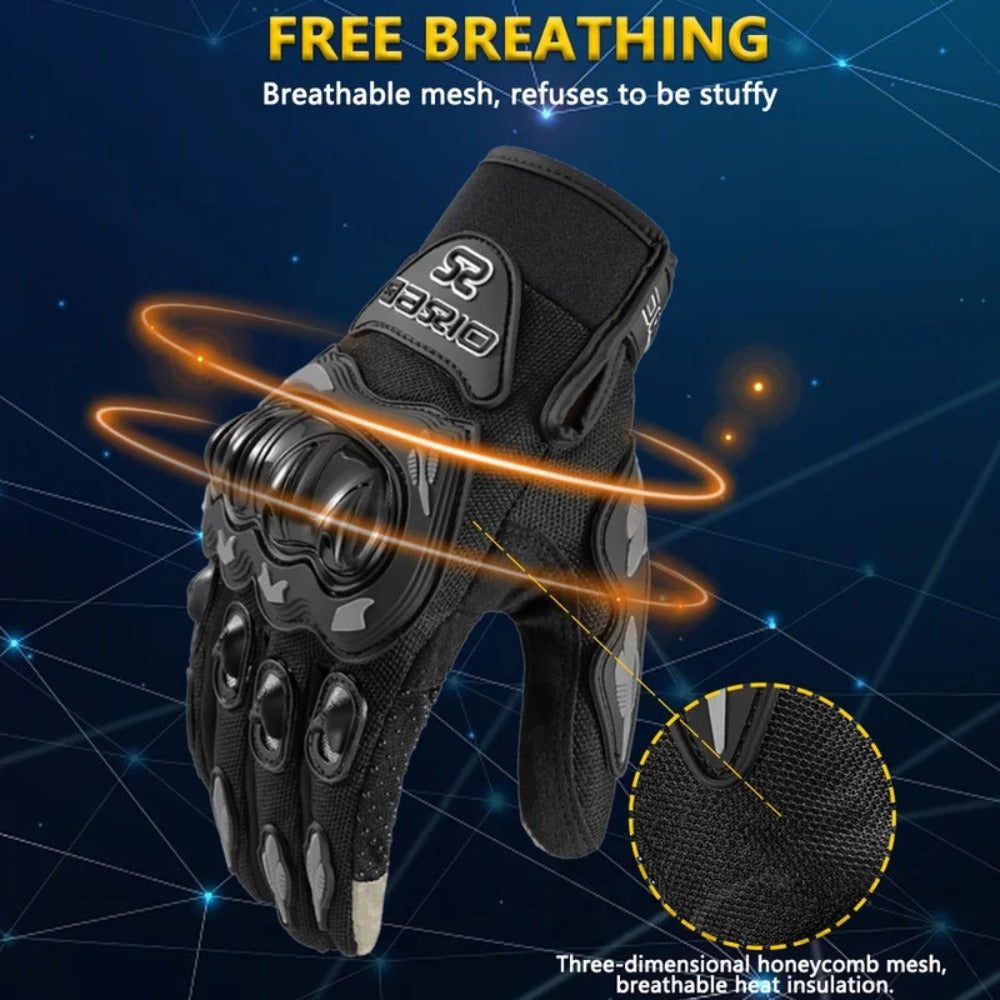 Motorcycle Gloves Full Finger Summer Breathable Touchscreen Hard Shell Protection Non-Slip Motocross Racing Gloves for Men Women, Black Red, M L XL