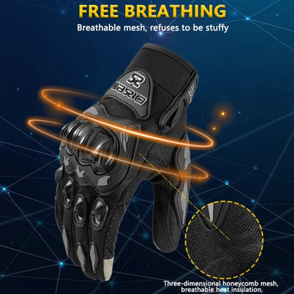 Motorcycle Gloves Full Finger Summer Breathable Touchscreen Hard Shell Protection Non-Slip Motocross Racing Gloves for Men Women, Black Red, M L XL