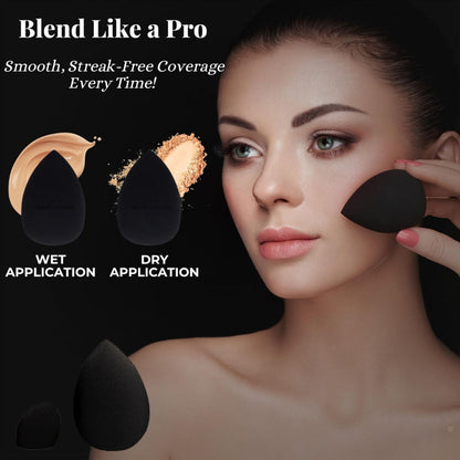 Makeup Brush Set, 23-, 44- or 47-Piece Nylon Bristle Kit with Blending Sponges and Leopard, Beige or Black Bag