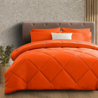 Diamond-Grid Microfiber Comforter Set with Pillowcases, 14 Color or Code Options and Twin, Queen or King Sizes
