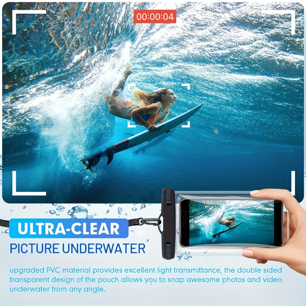 Glossy Waterproof Phone Pouch 2 Pack for iPhone 16 15 14 Pro Max Samsung S24 S23 – Swim Beach Boating Underwater Dry Case Bag with Secure Seal