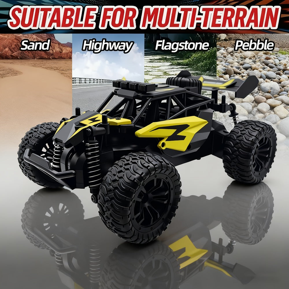 Remote Control Car, 1:18 Scale Alloy Monster Truck with 2.4GHz Control, LED Headlights and Red or Yellow Finish