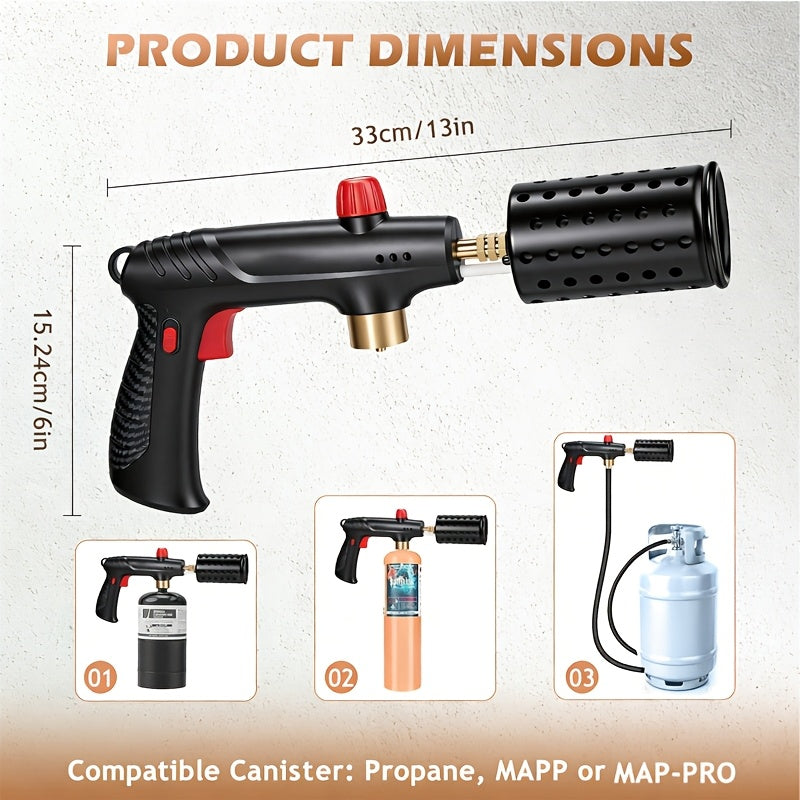 Kitchen Torch Propane Culinary Torch with Adjustable Flame, Safety Lock & Heat Dissipation, Butane Torch for Searing Steak, Creme Brulee, BBQ, Charcoal Starter, Camping (Tank Not Included)