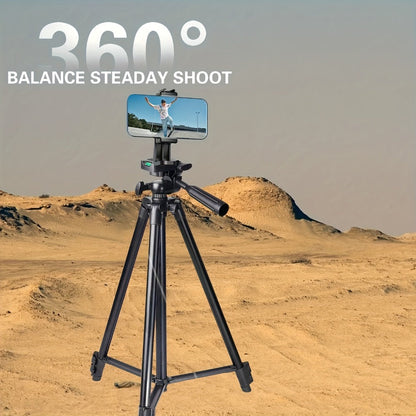 55 Inch Aluminum Tripod with Pistol Grip Head | Dual-Use Phone & Camera Travel Stand for iPhone Android DSLR Mirrorless Action Cam, Portable Lightweight Photography Tripod with Carry Bag