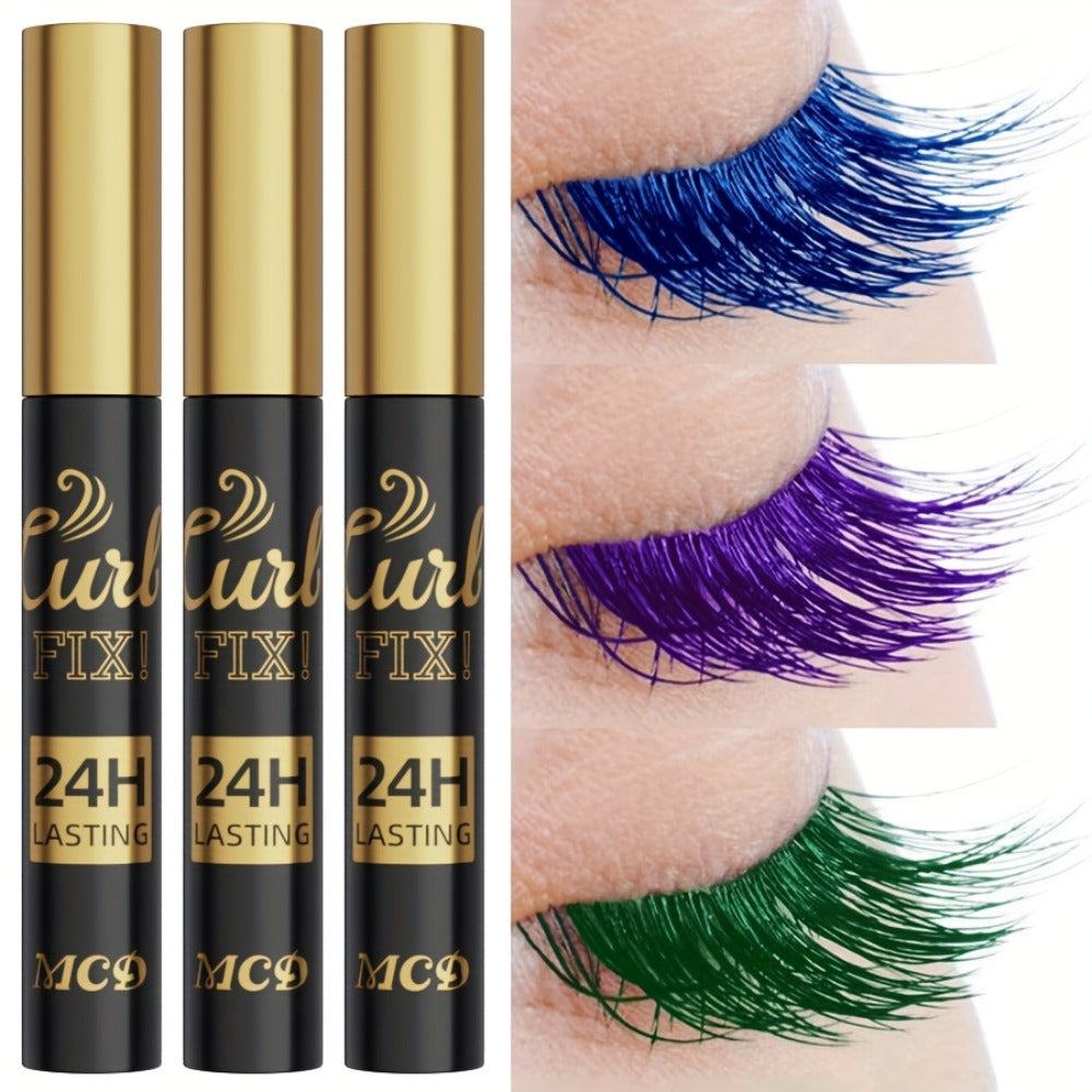 Colorful Mascara Set 3-Piece Bright Shades with Eyebrow Pencil Eyeshadow Pencil & Waterproof Eyeliner – Long-Lasting Curled Lengthening Eye Makeup Kit for Party Festival Everyday