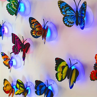 LED Butterfly Wall Stickers 30pcs 3D Glowing Butterfly Decorations Night Light Colorful Wall Decals for Bedroom Living Room Party Wedding Christmas Holiday Home Decor Random Color