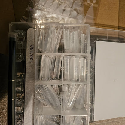 Poly Gel Nail Extension Form Kit - 192pcs Dual Forms, 96pcs Reusable Pads, 8 Shapes Acrylic Mold, Brush Pen