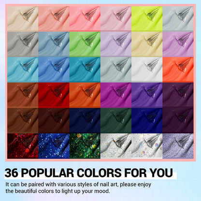 Gel Nail Polish – 36 Colors Kit 40pcs UV Gel Nail Set with Base Coat Glossy Matte Top Coat Pink Blue Red Glitter Sequin for Home…