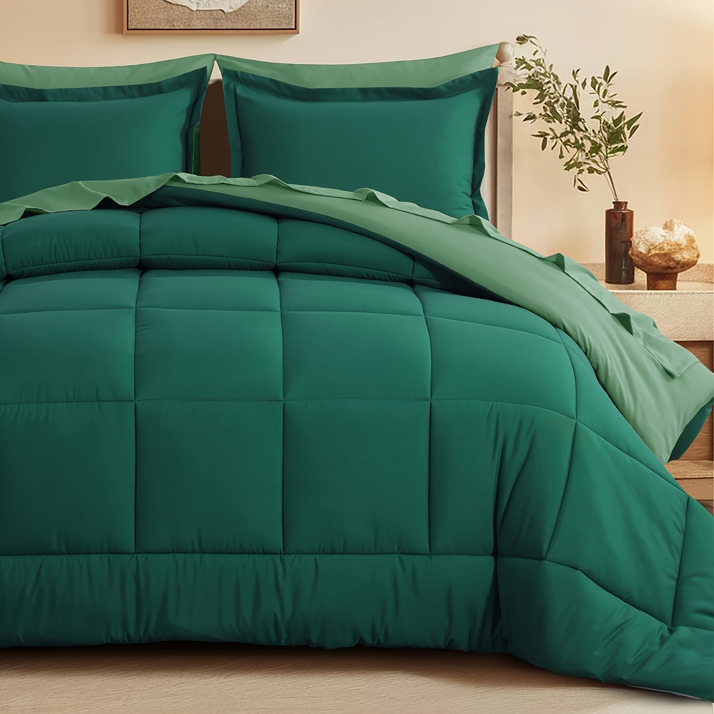 7 Piece Comforter Set Luxury Soft Fluffy Bedding All Season Bed in a Bag with Comforter Fitted Sheet Flat Sheet Pillowcases Hypoallergenic Breathable Easy Care Queen King Twin XL Full