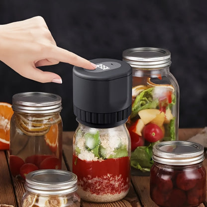 Electric Mason Jar Vacuum Sealer Kit with Regular- and Wide-Mouth Adapters, Lid Accessories and Charging Cable