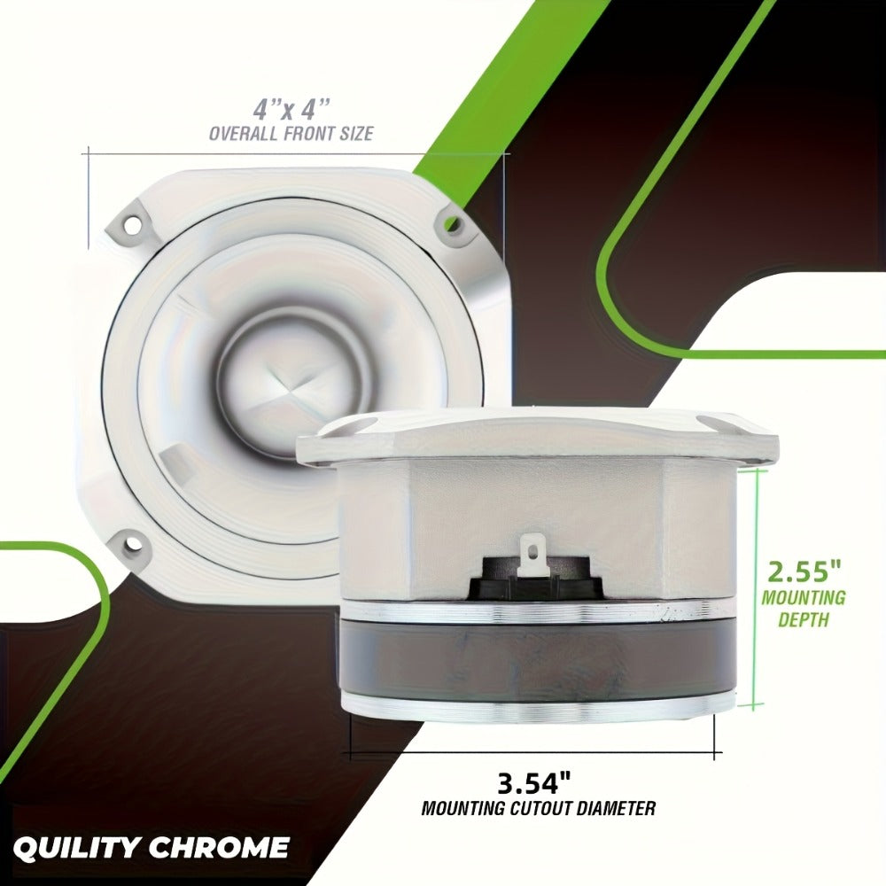 4 Inch Bullet Tweeter 600W Aluminum Frame – 6 Ohm Chrome HiFi Super Tweeter for Car Audio System, Stereo High-Frequency Speaker, Universal Automotive Fit