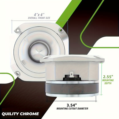 4 Inch Bullet Tweeter 600W Aluminum Frame – 6 Ohm Chrome HiFi Super Tweeter for Car Audio System, Stereo High-Frequency Speaker, Universal Automotive Fit