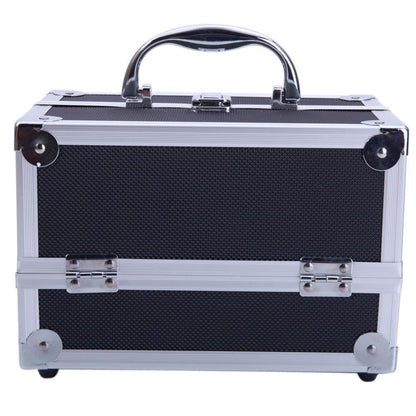Tabletop Makeup Carry Case with Mirror, Fold-Out Trays and Dividers in Black, Silver or Pink