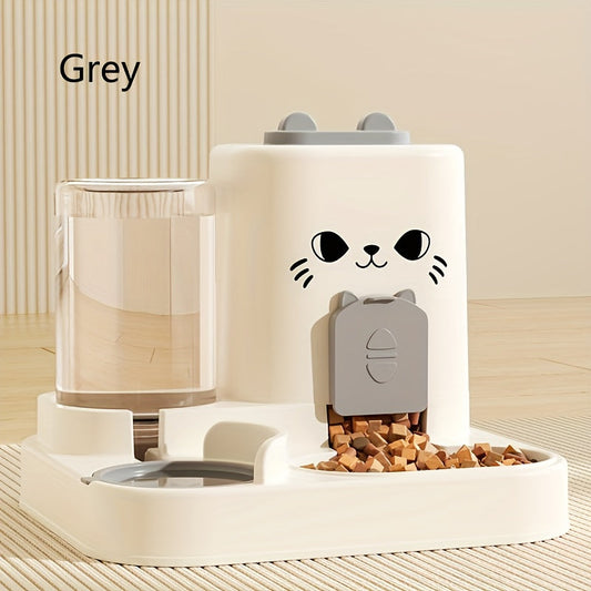Automatic Cat Feeder and Water Dispenser 2-in-1 - Large Capacity Dry Wet Separation Pet Food Bowl, Battery-Free Gravity Feeder for Indoor Cats, Healthy Diet & Hydration Station