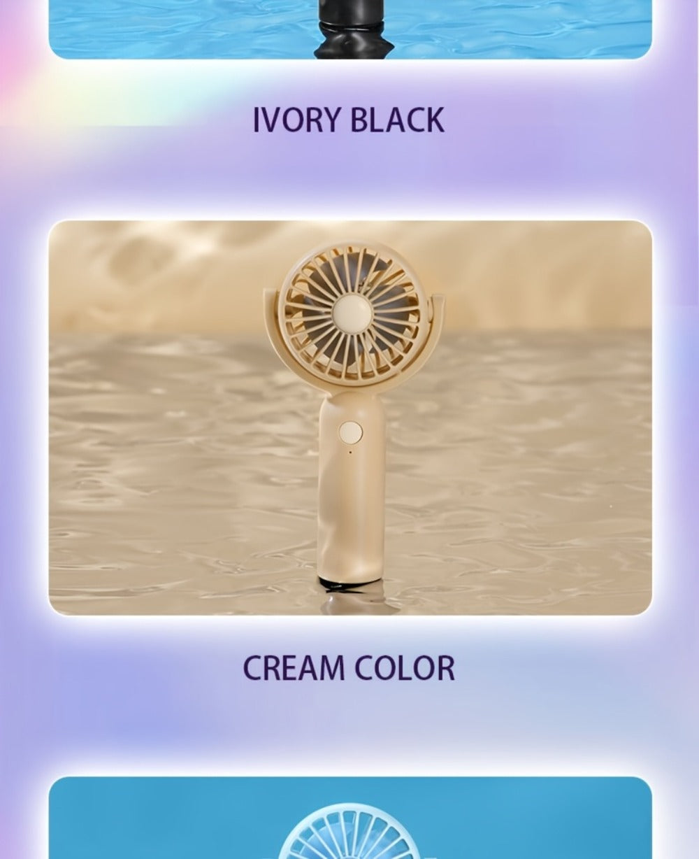 Mini Handheld Fan Set with Pivoting Heads, Three Speeds, USB-C Charging and 3- or 6-Piece Color Packs