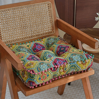 Square Bohemian Floor Cushion in Moroccan Orange or Bohemian Yellow with Forty-Two-Centimeter Size