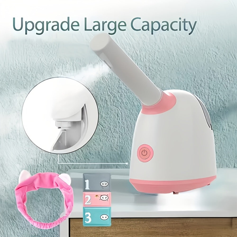 Pink Tabletop Facial Steamer Family with Five Regular, Upgraded, 3-in-1, Large-Tank or Portable Options