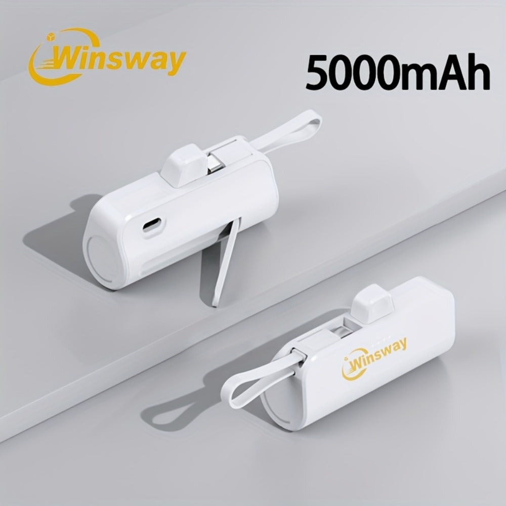 Power Bank 5000mAh Capsule with Dual-Port Options, Wireless Charging and Phone Holder in Four Colors