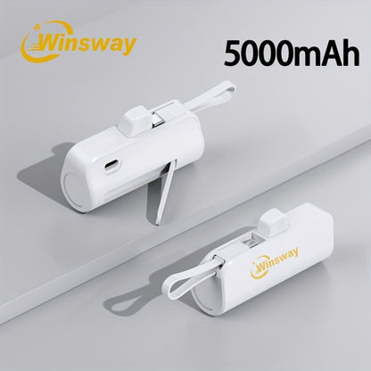 Power Bank 5000mAh Capsule with Dual-Port Options, Wireless Charging and Phone Holder in Four Colors