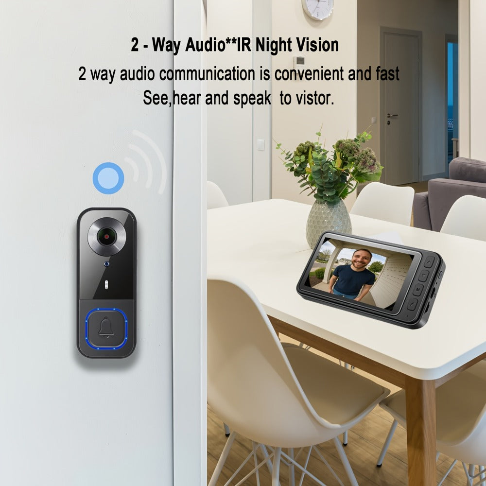 Video Doorbell 1080p Wireless Camera with 166-Degree View, Night Vision, Two-Way Audio and Indoor Chime