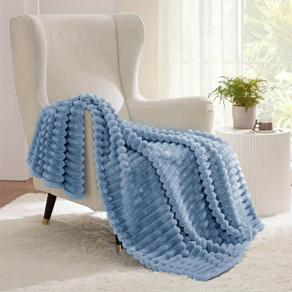Reversible Faux Rabbit Hair Blanket in Four Colors and Five Sizes from 39 x 60 to 108 x 90 Inches