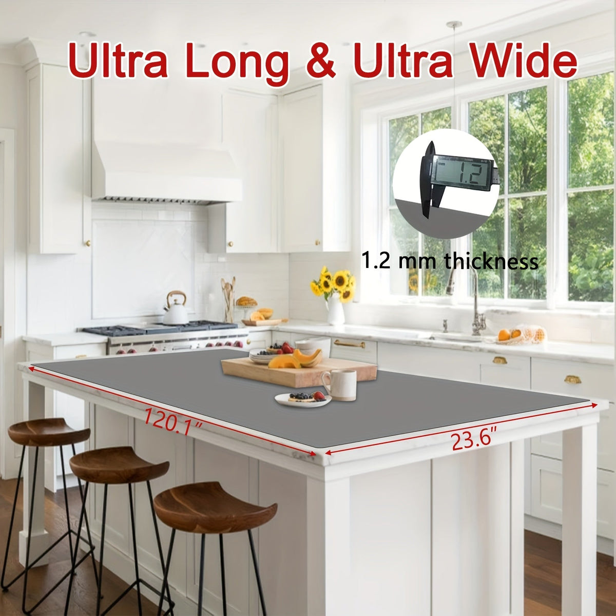 Extra Large Silicone Mat for Kitchen Counter, Heat Resistant Countertop Protector, Nonstick Craft Mat & Placemat
