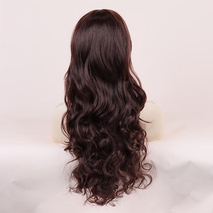 Synthetic Wig 28-Inch Big-Wave Curly Headband Style in Dark Brown or Black for Parties and Weddings