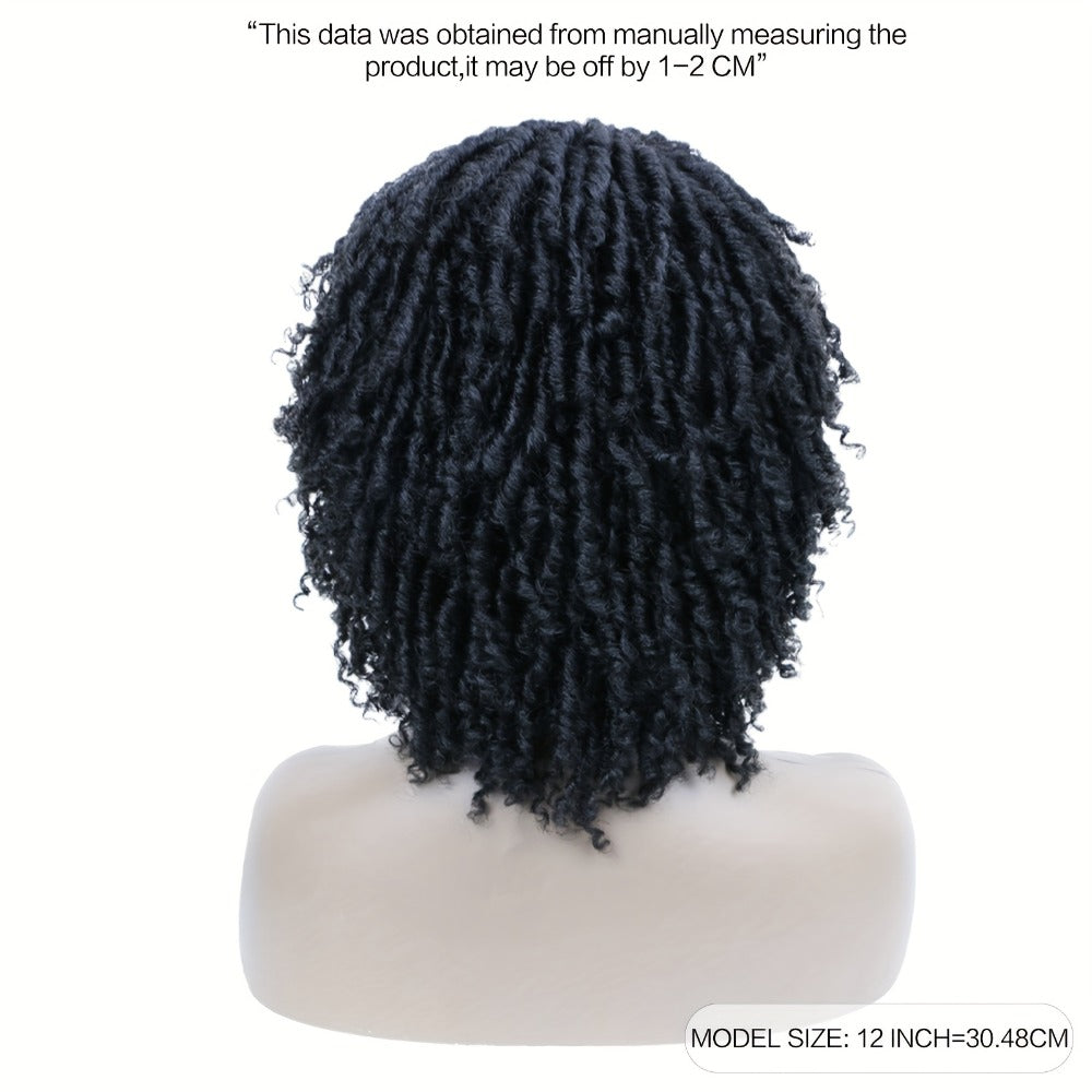 Synthetic Wig 12-Inch Goddess Faux Locs Headband Style with Curly Ends in Three Colors for Festivals