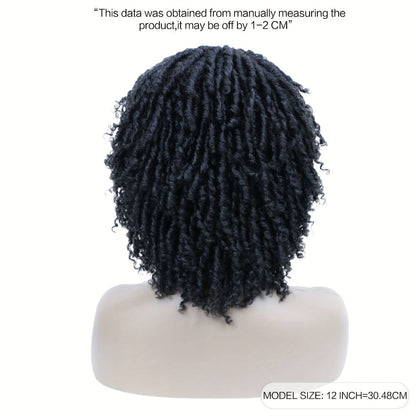 Synthetic Wig 12-Inch Goddess Faux Locs Headband Style with Curly Ends in Three Colors for Festivals