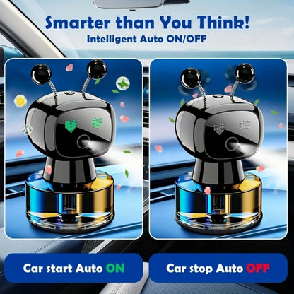 Car Air Freshener Robot-Shaped Auto Spray Diffuser with Four Intensity Levels and Five Color-Scent Options