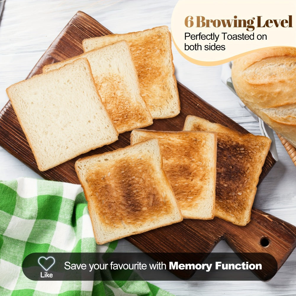 Four-Slice Long-Slot Toaster with Touchscreen, Six Browning Levels, Digital Timer and White or Black Finish