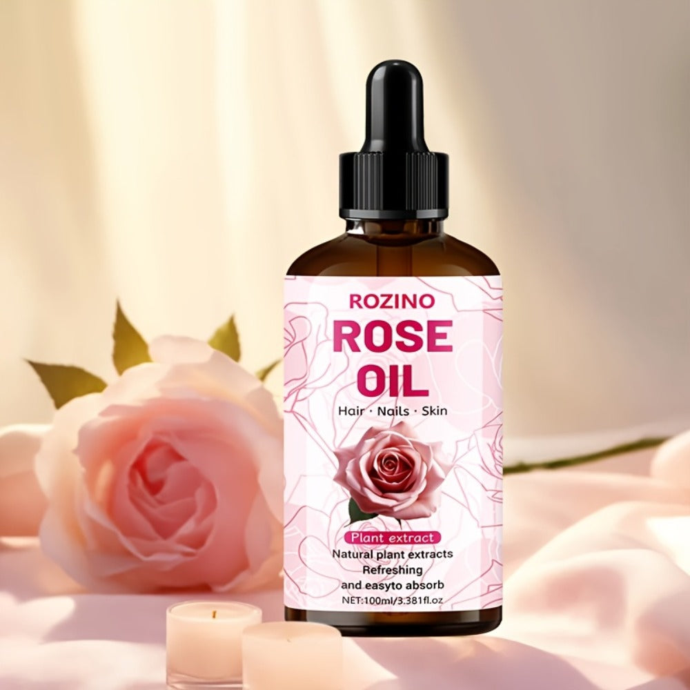Essential Oil Rose 100ml or 3-Bottle Value Pack with Dropper for Massage, Shower and External Care