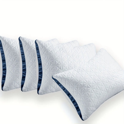 Hotel Quality Sleep Pillows Firm Support Cool-to-Touch Fiber Fill 2/4 Pack - Back Stomach Side Sleeper Pillow Set Soft Breathable Bed Pillows Standard Queen King Size