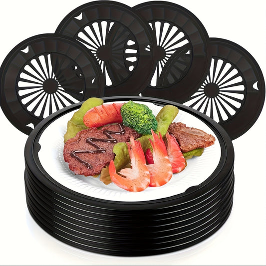Reusable Plastic Paper Plate Holders Set – 10 Inch Snap-On Groove Design, Thickened Durable Holder for Picnics, BBQ, Camping & Party Dinners, Streamlined Dishwasher-Safe Plate Carrier (12 or 20 Piece)