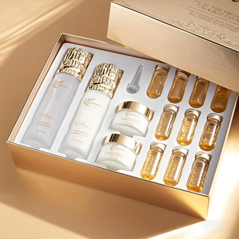 14-Piece Collagen Skincare Gift Set for Women – Hyaluronic Acid & Niacinamide, Deep Hydration, Firming, Brightening, Anti-Aging Luxury Box