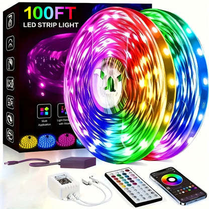 Color Changing LED Strip Lights with 44-Key Remote - RGB Dimmable DIY Light Strip 50FT 100FT 130FT 260FT for Bedroom Living Room Game Room Holiday Party Home Decoration