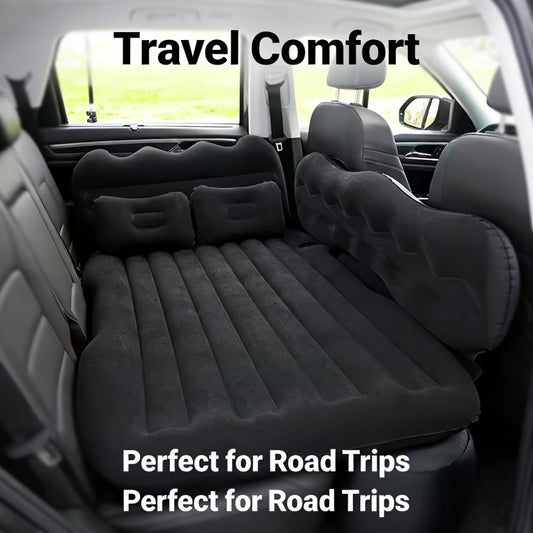 Car Inflatable Mattress for SUV Back Seat – Portable Foldable Air Bed, PVC Flocking, with Air Pump, 2 Pillows & Storage Bag (5 Colors)
