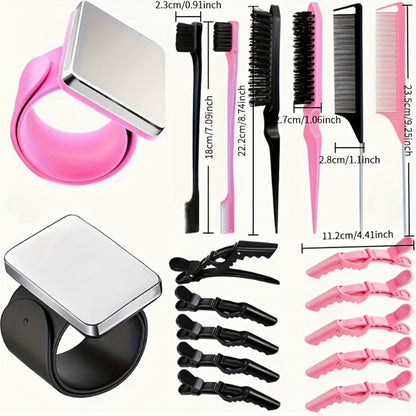 18-Piece Hair Sectioning and Styling Set with Clips, Combs, Parting Tools and Magnetic Wrist Holder
