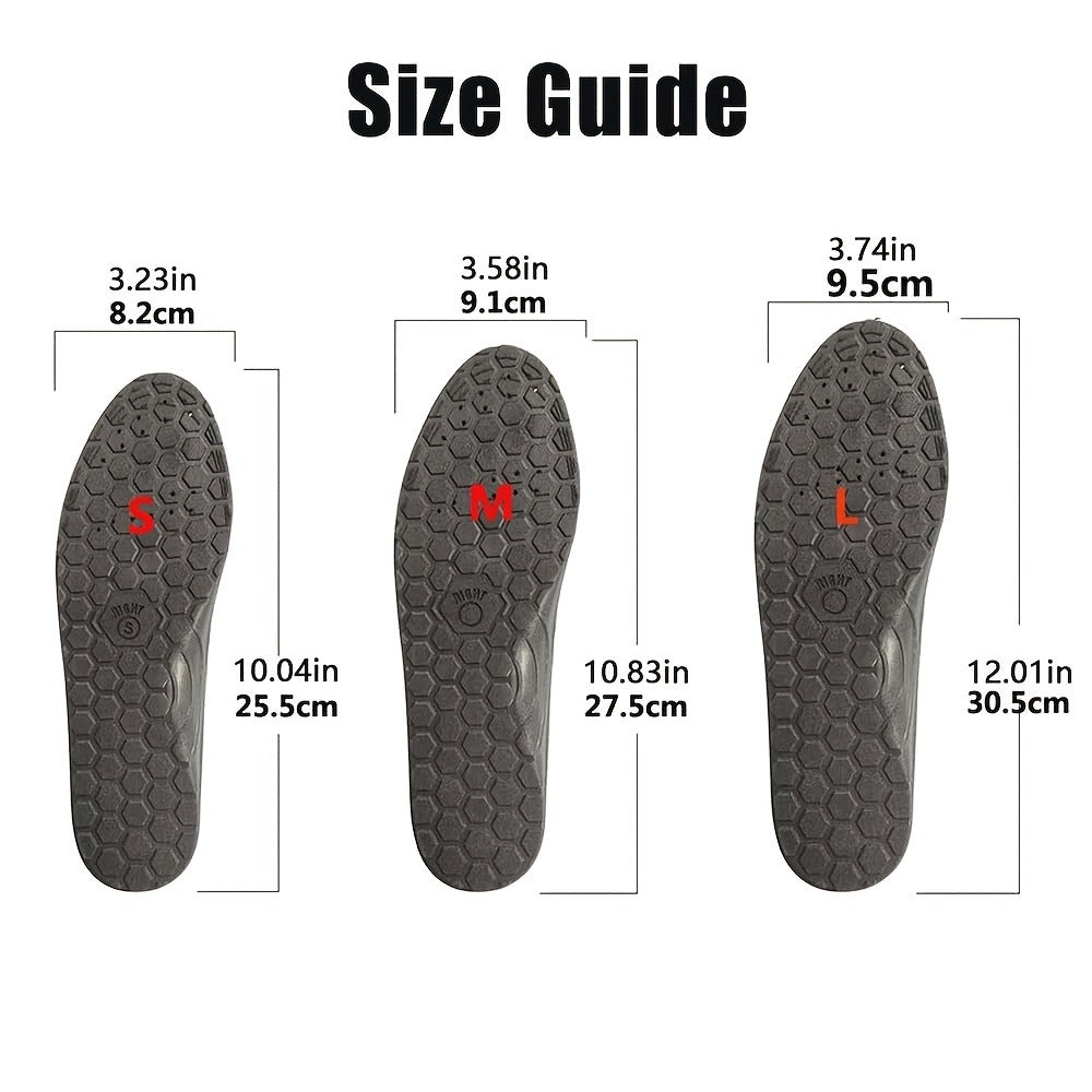 Black Textured Full-Length Shoe Insoles with Raised Circular Footbed Pattern in US 4-7, 8-11 and 12-15 Sizes