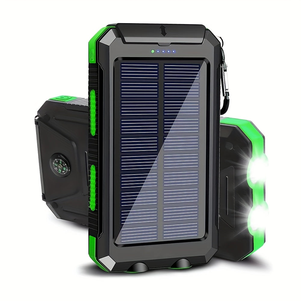 42800mAh Solar Power Bank Wireless Charging with 4 Built-In Cables – 6 Output Ports 15W Fast Charge Dual LED Flashlight Portable Battery Pack for iPhone Samsung Android Camping Travel Emergency
