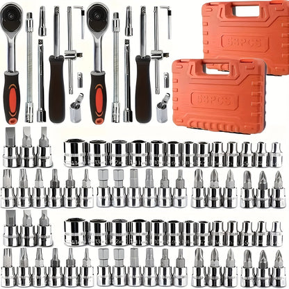 Home and Automotive Repair Tool Kit with Storage Case in 55-, 82-, 94- or 121-Piece Configurations