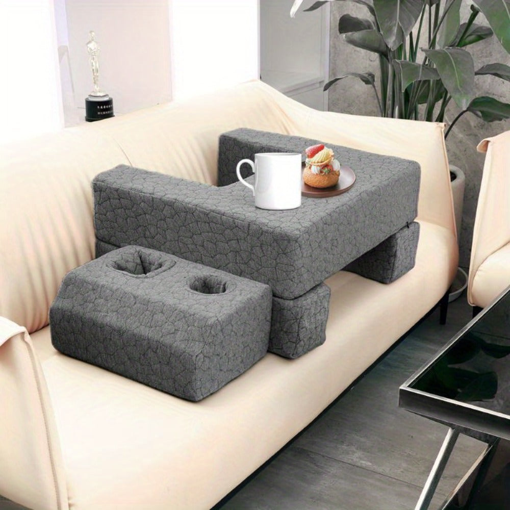 Adjustable Reading Gaming Wedge Pillow with Armrests – Multipurpose Foam Support Pillow for Bed, Sofa & Floor, Steam Deck & Switch Compatible, Gray