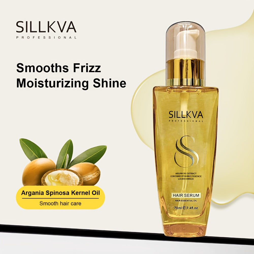 Moroccan Argan Oil Hair & Skin Treatment with Applicator Brush 2.4oz - Anti Frizz Smoothing Shine Boost Deep Moisturizing for Dry Damaged Dull Hair Body Oil Gift for Women Men