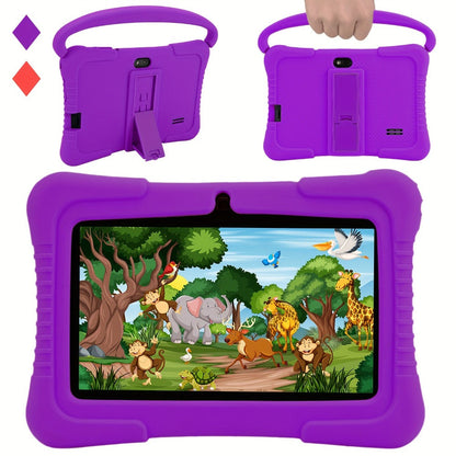 Veidoo 7 Inch Kids Tablet with Drop-Proof Silicone Cover – Eye Protection Screen, WiFi, 2GB RAM 16GB/32GB ROM, Dual Camera, Educational Games, Parental Control, Android Tablet Pink Blue Purple