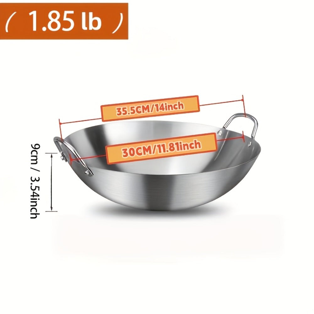 Stainless Steel Wok & Frying Pan – Non-Stick Cooking Surface, Ergonomic Handle, Compatible with Gas, Induction & Electric Stovetops, Extra Thick & Deep, Easy to Clean